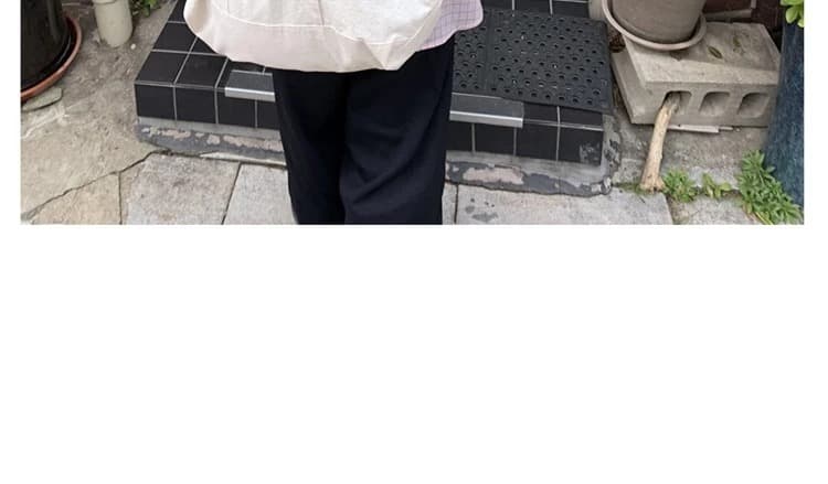 재고 있음 한국 ins 달콤함 소녀 얇은 스타일 자외선 차단 루즈핏 체크무늬 긴팔 셔츠 상세 이미지 17