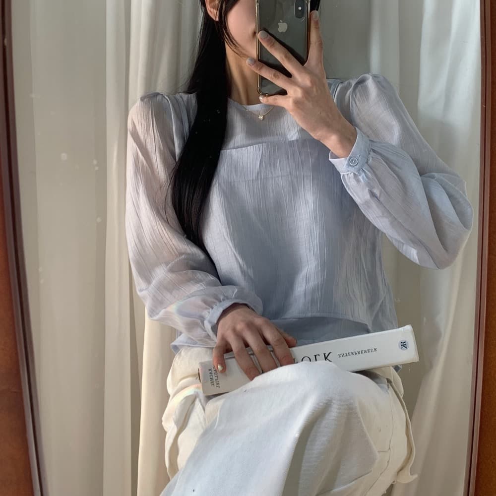 한국 chic 작은 대중 한국 스타일 마이크로 ~을 통해 작은 셔츠 캐미솔 고유 한 긴팔 맨위 두 조각 여성 세트 상세 이미지 10