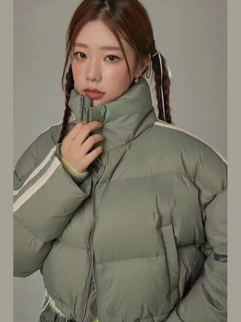 겨울 미니멀리즘 한국 동대문 면 옷 쇼트 스타일 패션 스탠드 칼라 운동 재킷 여성 셔츠