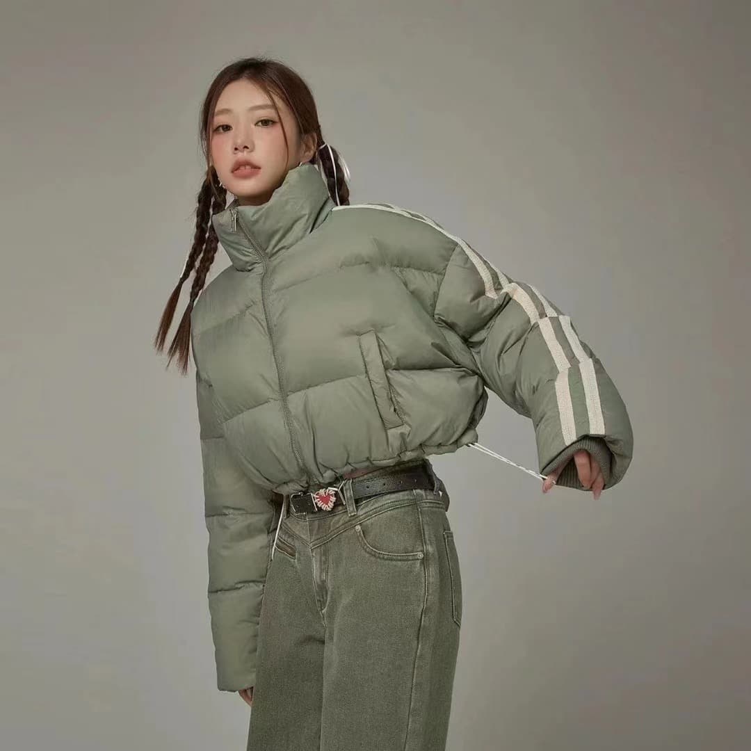 겨울 미니멀리즘 한국 동대문 면 옷 쇼트 스타일 패션 스탠드 칼라 운동 재킷 여성 셔츠 상세 이미지 1