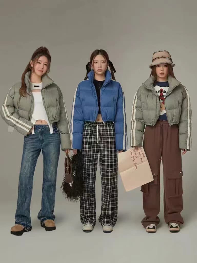 겨울 미니멀리즘 한국 동대문 면 옷 쇼트 스타일 패션 스탠드 칼라 운동 재킷 여성 셔츠 상세 이미지 4