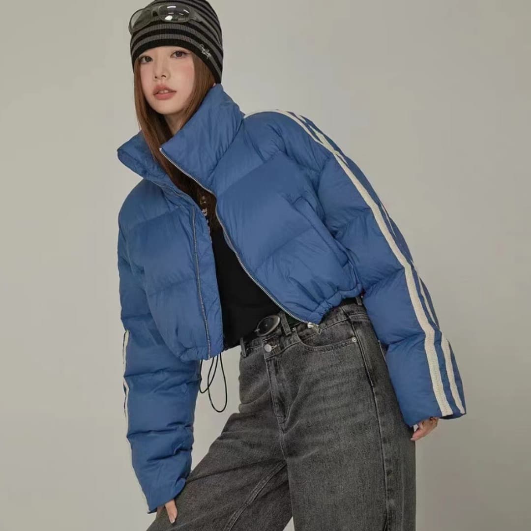 겨울 미니멀리즘 한국 동대문 면 옷 쇼트 스타일 패션 스탠드 칼라 운동 재킷 여성 셔츠 상세 이미지 10