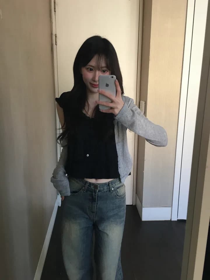 재고 있음 한국 ins 레이스 V넥 프릴 루즈핏 셔츠 상세 이미지 6