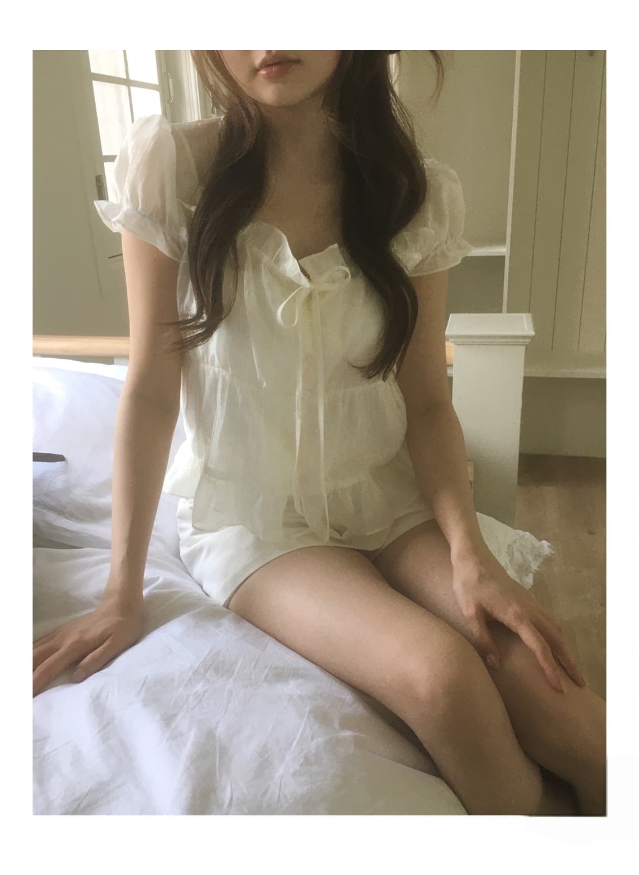 한 부서 작은 대중 프릴 반팔 여성 셔츠 싱글 줄 버튼 스트랩 여름 달콤함 짧은 맨위 상세 이미지 16