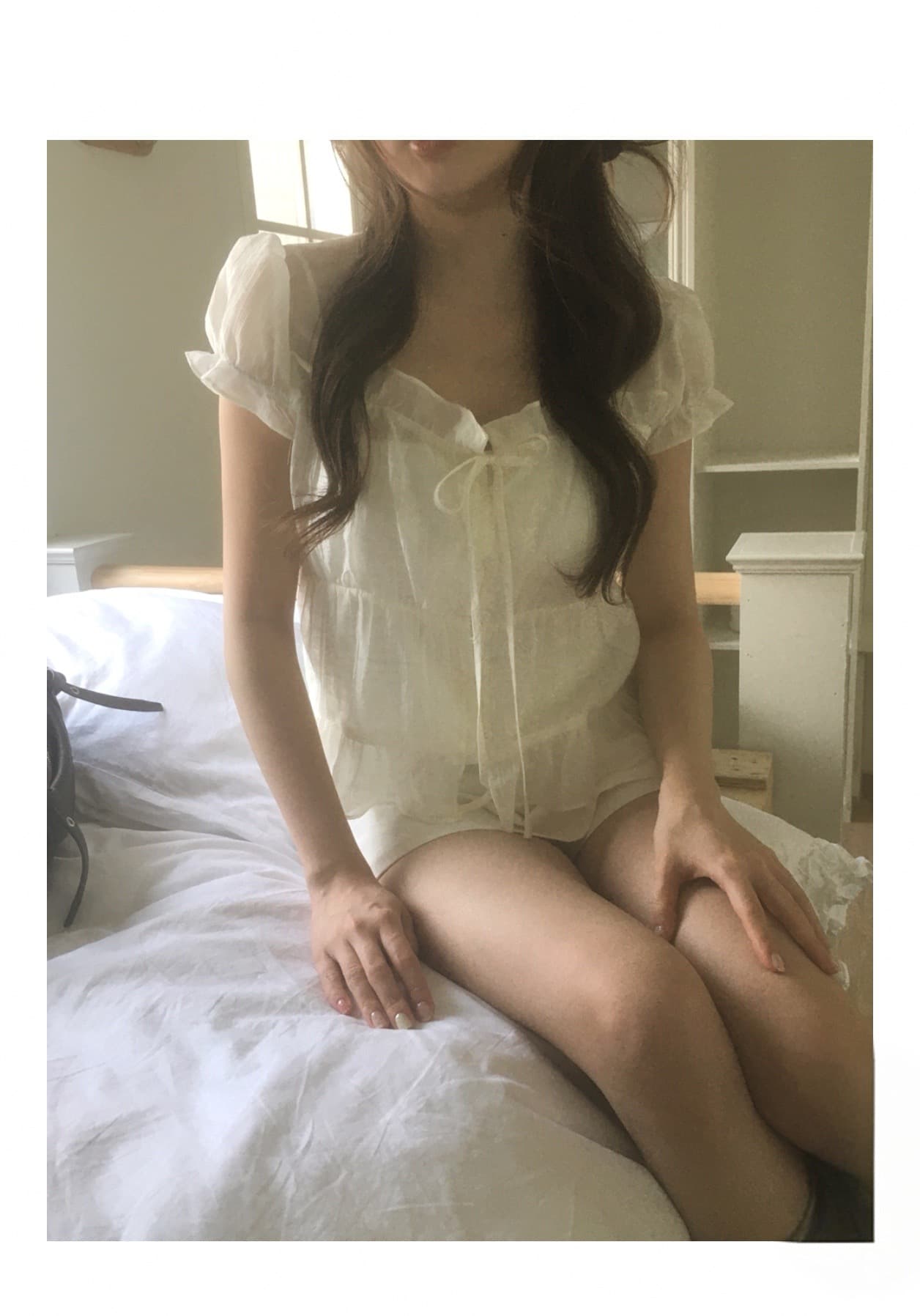 한 부서 작은 대중 프릴 반팔 여성 셔츠 싱글 줄 버튼 스트랩 여름 달콤함 짧은 맨위 상세 이미지 17