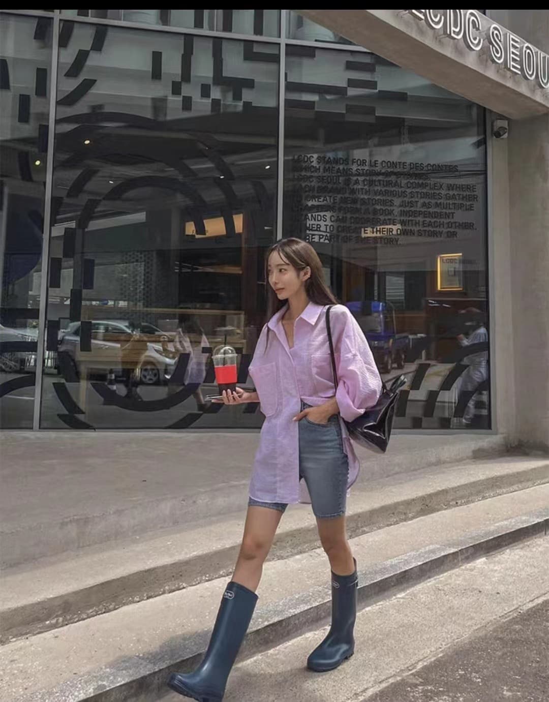 한국 chic 단색 루즈핏 다용도 스트라이프 싱글 줄 버튼 폴로 칼라 긴팔 여성 셔츠 상세 이미지 8