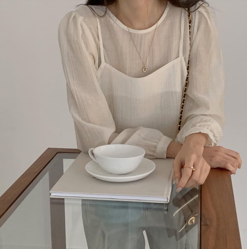 가을 한국 스타일 chic 작은 대중 부드러운 마이크로 주름 긴팔 셔츠 코디 투피스 조끼 여성 상세 이미지 2