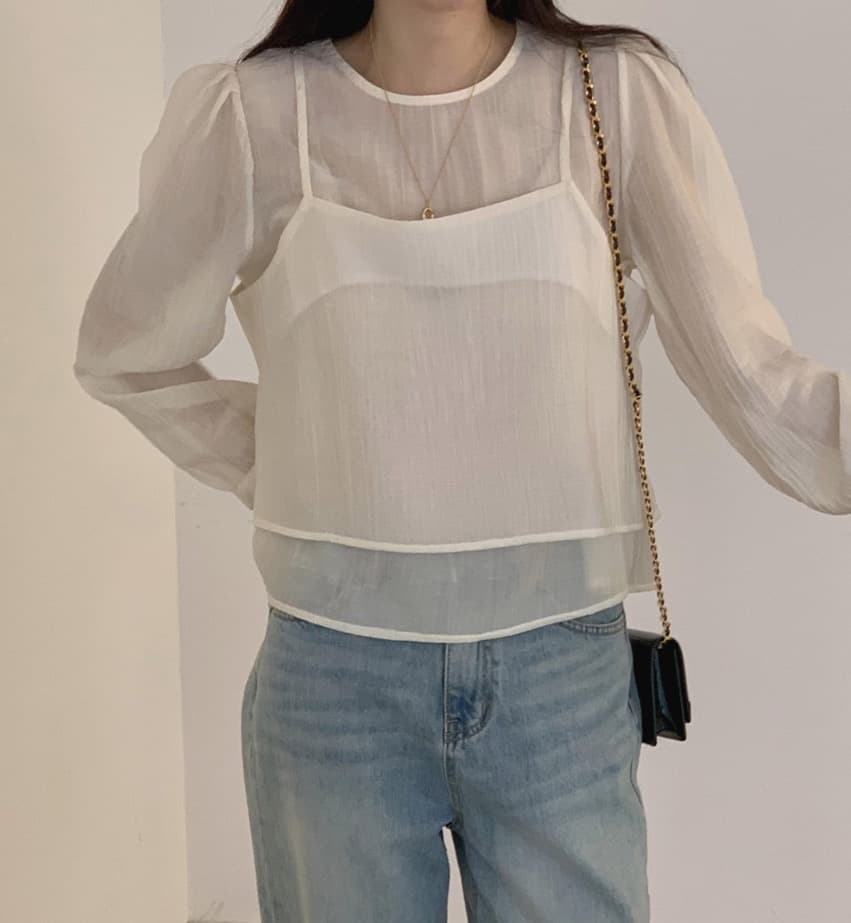 가을 한국 스타일 chic 작은 대중 부드러운 마이크로 주름 긴팔 셔츠 코디 투피스 조끼 여성 상세 이미지 14