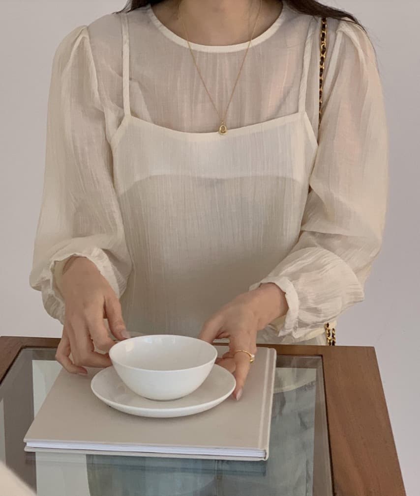 가을 한국 스타일 chic 작은 대중 부드러운 마이크로 주름 긴팔 셔츠 코디 투피스 조끼 여성 상세 이미지 15