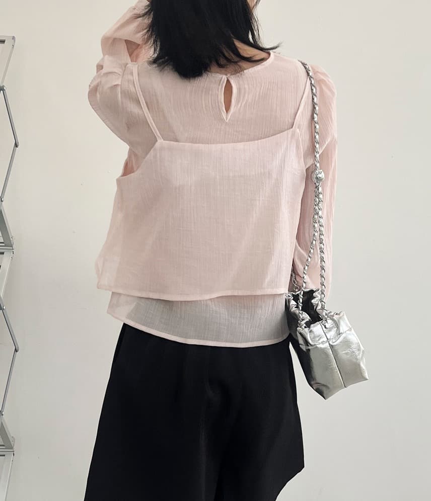 가을 한국 스타일 chic 작은 대중 부드러운 마이크로 주름 긴팔 셔츠 코디 투피스 조끼 여성 상세 이미지 20