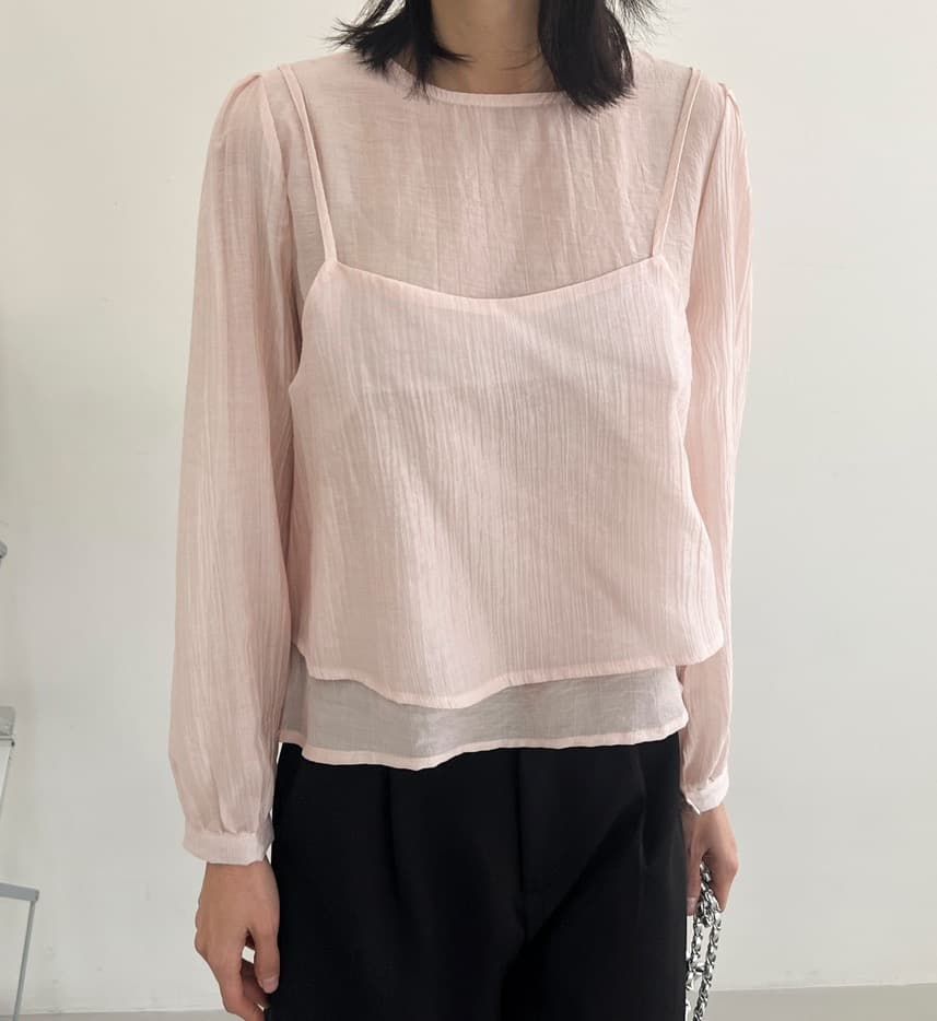 가을 한국 스타일 chic 작은 대중 부드러운 마이크로 주름 긴팔 셔츠 코디 투피스 조끼 여성 상세 이미지 23