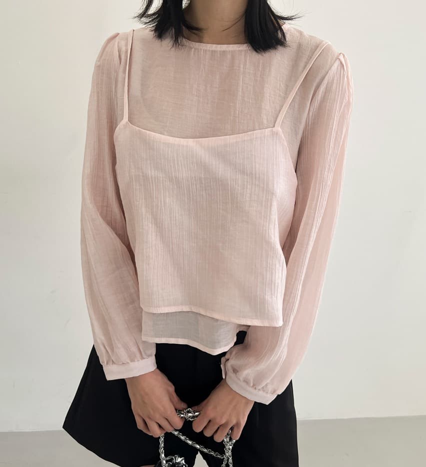 가을 한국 스타일 chic 작은 대중 부드러운 마이크로 주름 긴팔 셔츠 코디 투피스 조끼 여성 상세 이미지 24