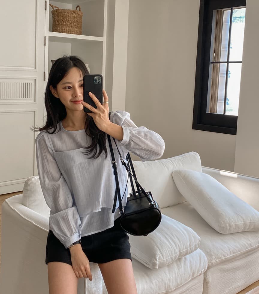가을 한국 스타일 chic 작은 대중 부드러운 마이크로 주름 긴팔 셔츠 코디 투피스 조끼 여성 상세 이미지 36