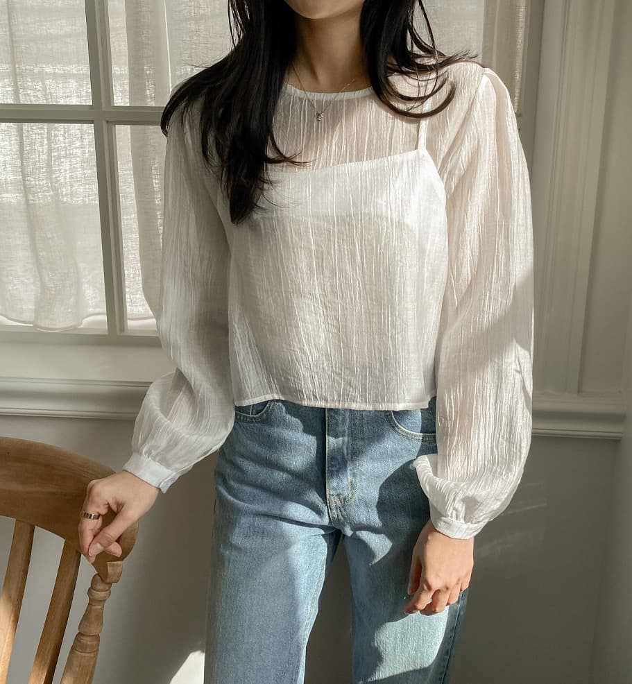 가을 한국 스타일 chic 작은 대중 부드러운 마이크로 주름 긴팔 셔츠 코디 투피스 조끼 여성 상세 이미지 41