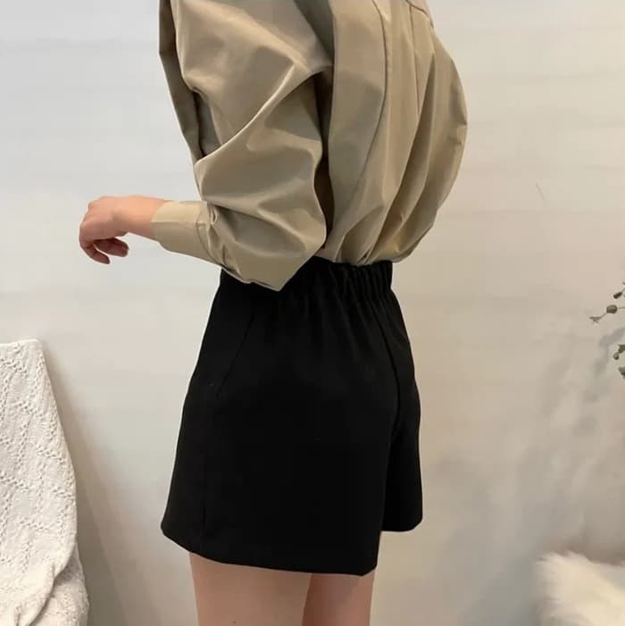 크기 있음 업데이트 레트로 미니멀리즘 폴로 칼라 어둠 버클 디자인 패치워크 프릴 루즈핏 긴팔 셔츠 맨위 상세 이미지 17