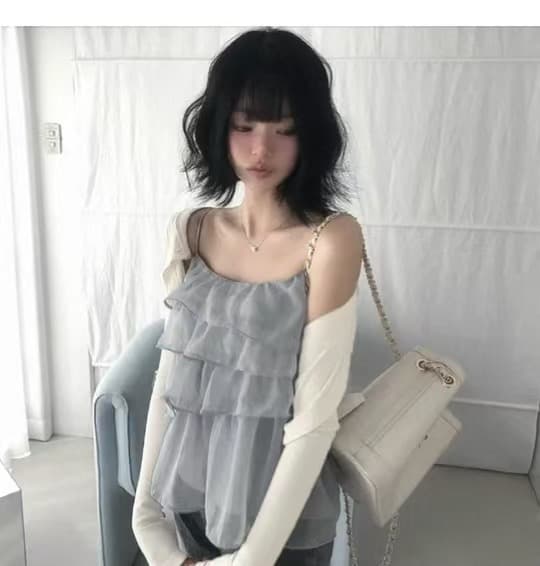재고 있음 한국 동대문 단색 케이크 달콤함 캐미솔 맨위