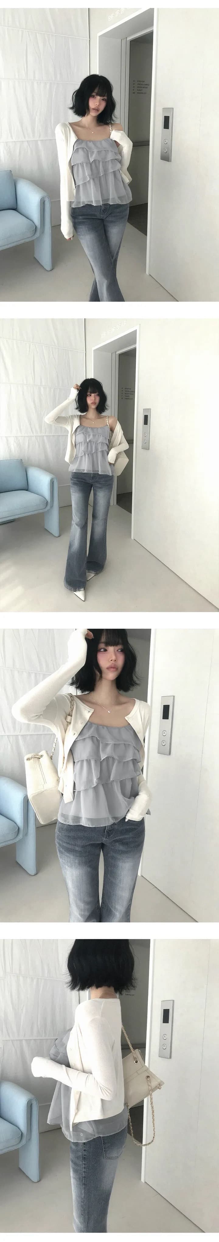 재고 있음 한국 동대문 단색 케이크 달콤함 캐미솔 맨위 상세 이미지 8