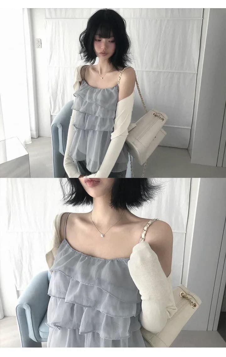 재고 있음 한국 동대문 단색 케이크 달콤함 캐미솔 맨위 상세 이미지 9