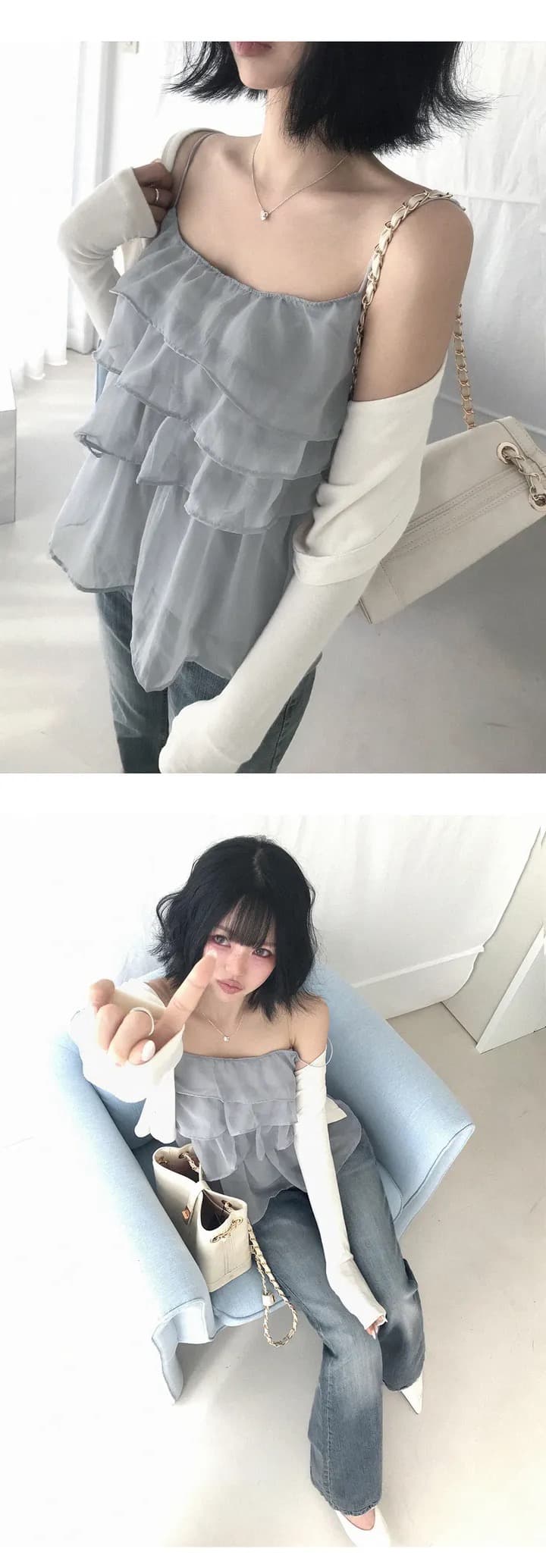 재고 있음 한국 동대문 단색 케이크 달콤함 캐미솔 맨위 상세 이미지 13