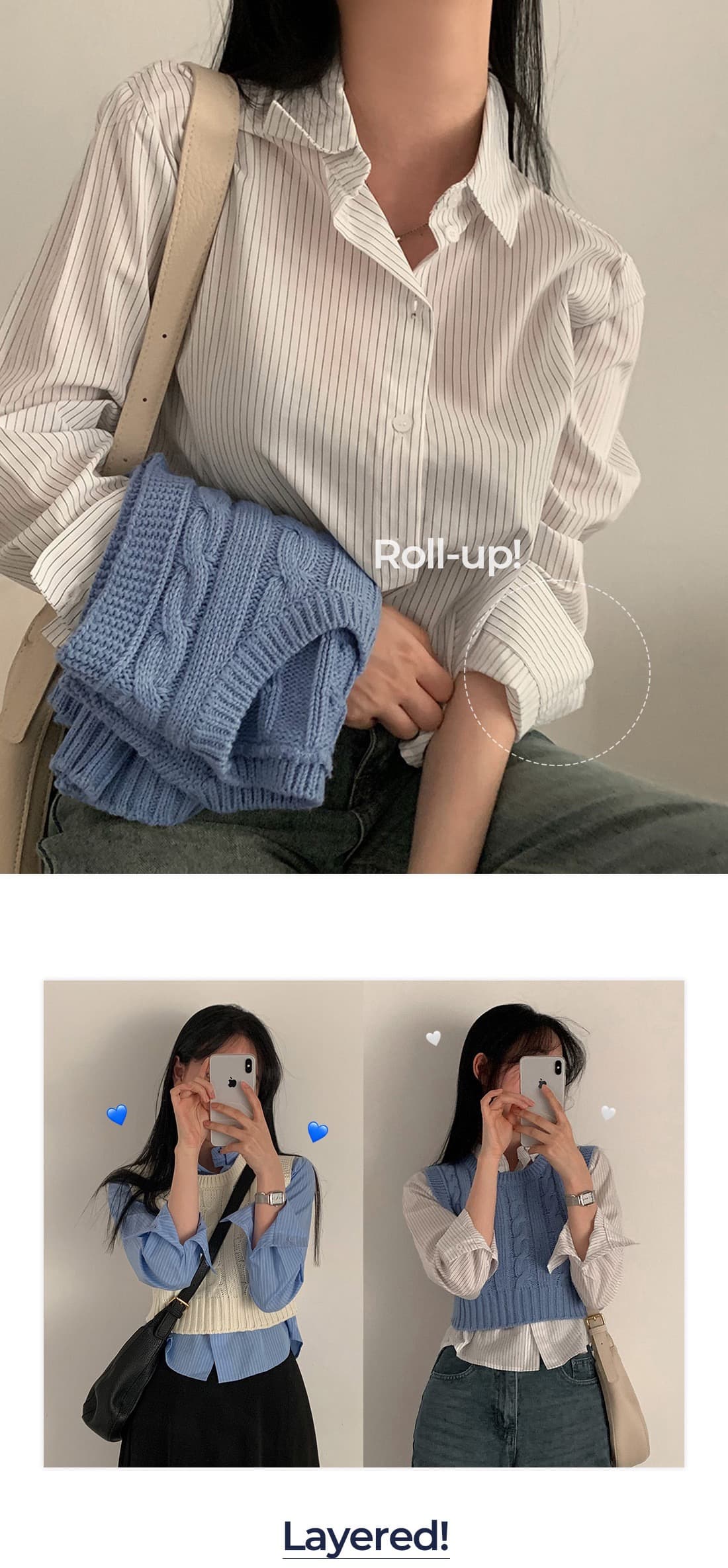 한국 chic 봄날 기초 섹션 미니멀리즘 스트라이프 셔츠 긴팔 셔츠 상세 이미지 19