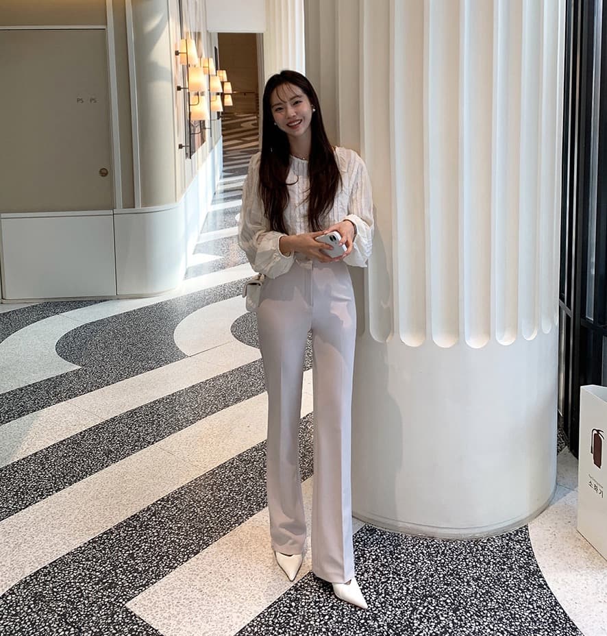 한국 스타일 chic 봄 빛 요리 한 패션 술 측면 패치워크 라운드 넥 긴팔 쉬폰 여성 셔츠 셔츠 상세 이미지 16
