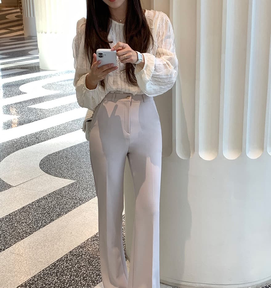 한국 스타일 chic 봄 빛 요리 한 패션 술 측면 패치워크 라운드 넥 긴팔 쉬폰 여성 셔츠 셔츠 상세 이미지 17