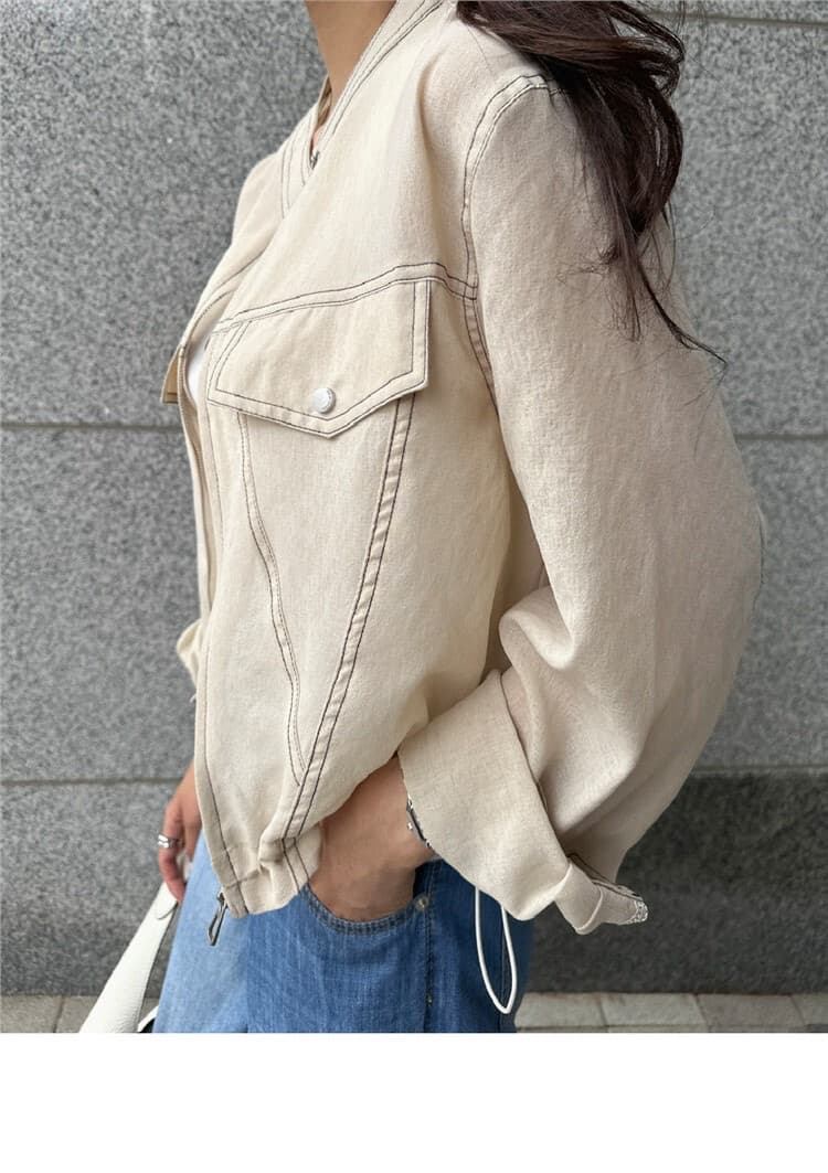 chic 레트로 워크웨어 바람 루즈핏 펌프 로프 의류 명시적 스티치 재킷 26 새로운 여성 상세 이미지 11