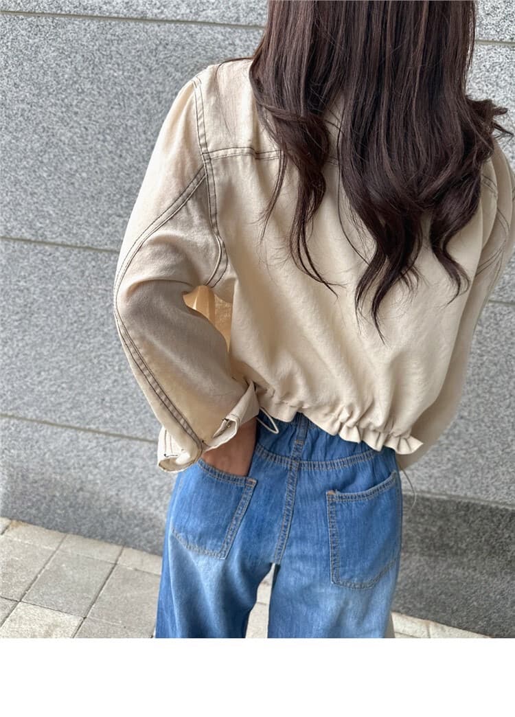 chic 레트로 워크웨어 바람 루즈핏 펌프 로프 의류 명시적 스티치 재킷 26 새로운 여성 상세 이미지 12