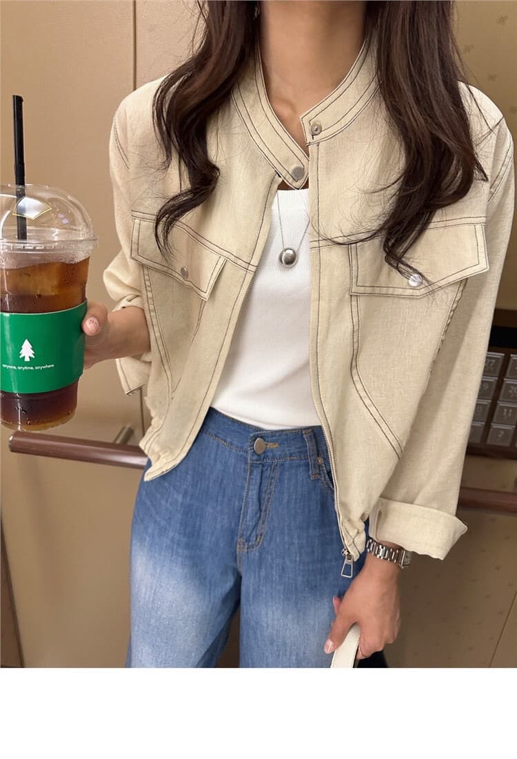 chic 레트로 워크웨어 바람 루즈핏 펌프 로프 의류 명시적 스티치 재킷 26 새로운 여성 상세 이미지 15