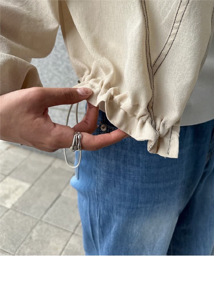 chic 레트로 워크웨어 바람 루즈핏 펌프 로프 의류 명시적 스티치 재킷 26 새로운 여성 상세 이미지 19
