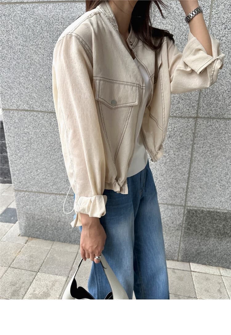 chic 레트로 워크웨어 바람 루즈핏 펌프 로프 의류 명시적 스티치 재킷 26 새로운 여성 상세 이미지 20
