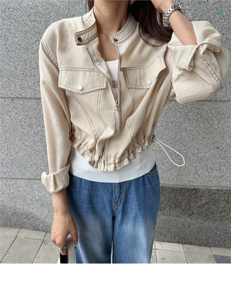 chic 레트로 워크웨어 바람 루즈핏 펌프 로프 의류 명시적 스티치 재킷 26 새로운 여성 상세 이미지 21