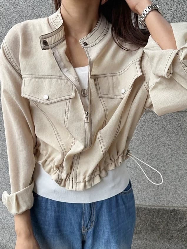 chic 레트로 워크웨어 바람 루즈핏 펌프 로프 의류 명시적 스티치 재킷 26 새로운 여성 상세 이미지 25