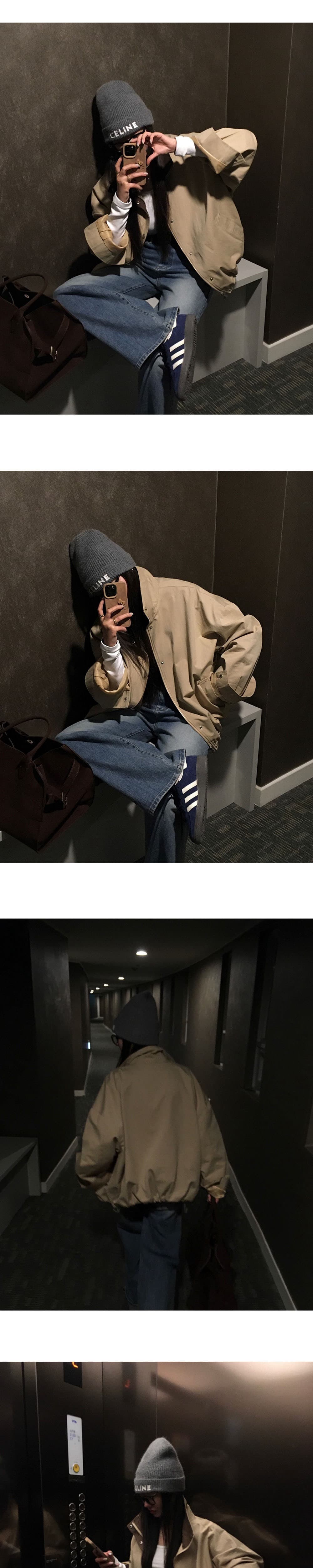 재고 있음 한국 스타일 chic 배색 칼라 루즈핏 재킷 상세 이미지 2