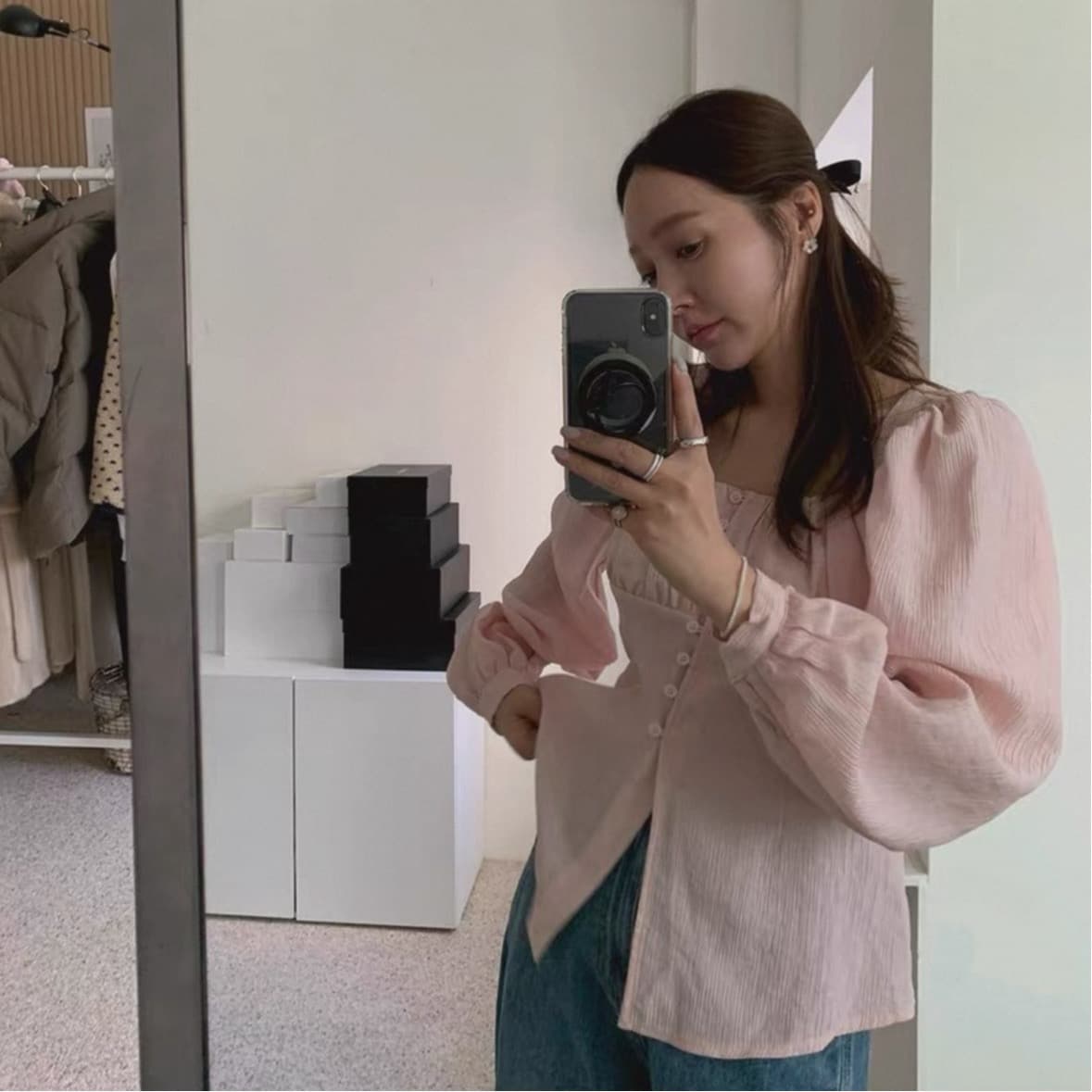 2026 가을 신동 문 패션 다용도 미니멀리즘 품격 숙녀 팬 광장 리더쉽 단추 슬림해 보이는 셔츠 쉬폰 블라우스 상세 이미지 21