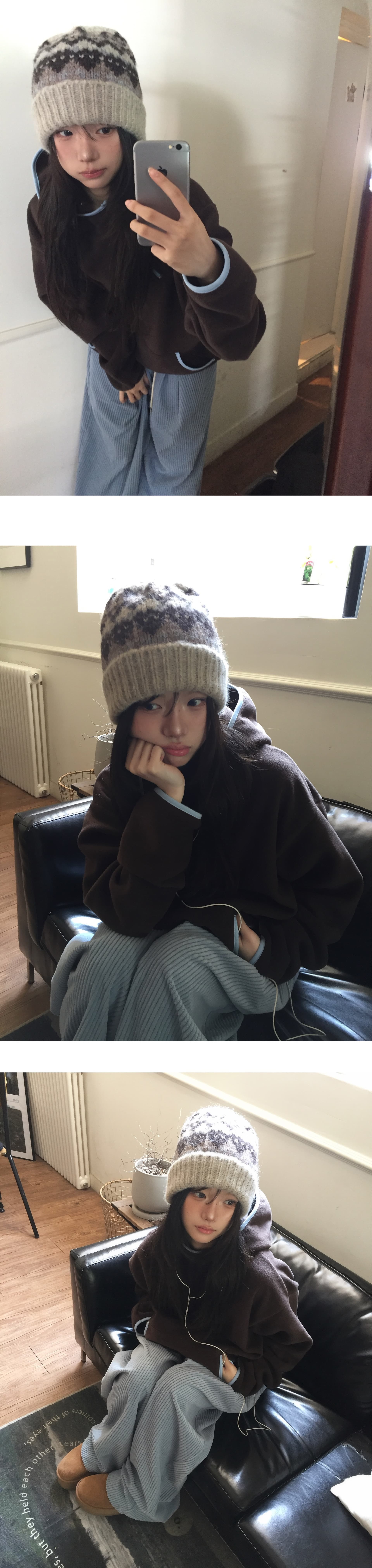 재고 있음 레트로 기능 중성 플리스 후드 보온 후드티 상세 이미지 6