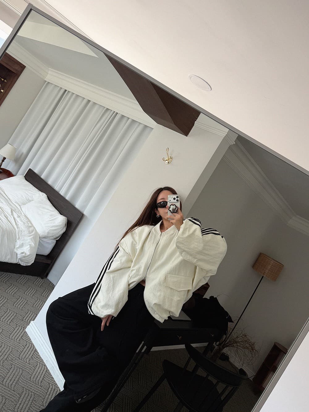 한 스타일 루즈핏 레이스 꾸밈음 대형 재킷 상세 이미지 13