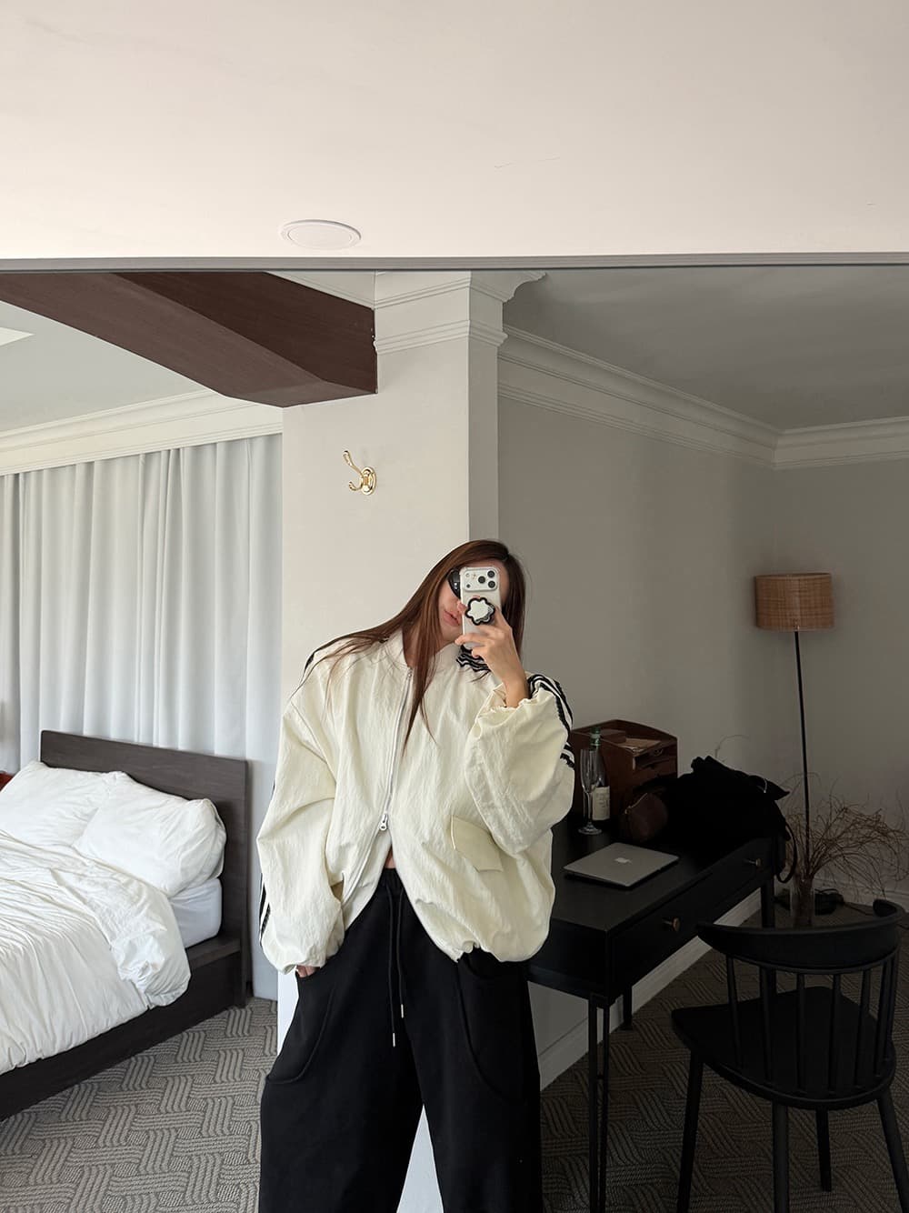 한 스타일 루즈핏 레이스 꾸밈음 대형 재킷 상세 이미지 15