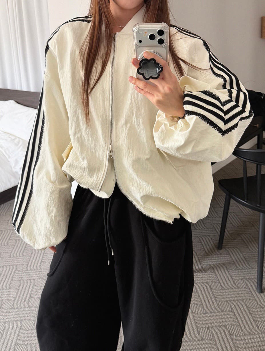 한 스타일 루즈핏 레이스 꾸밈음 대형 재킷 상세 이미지 20