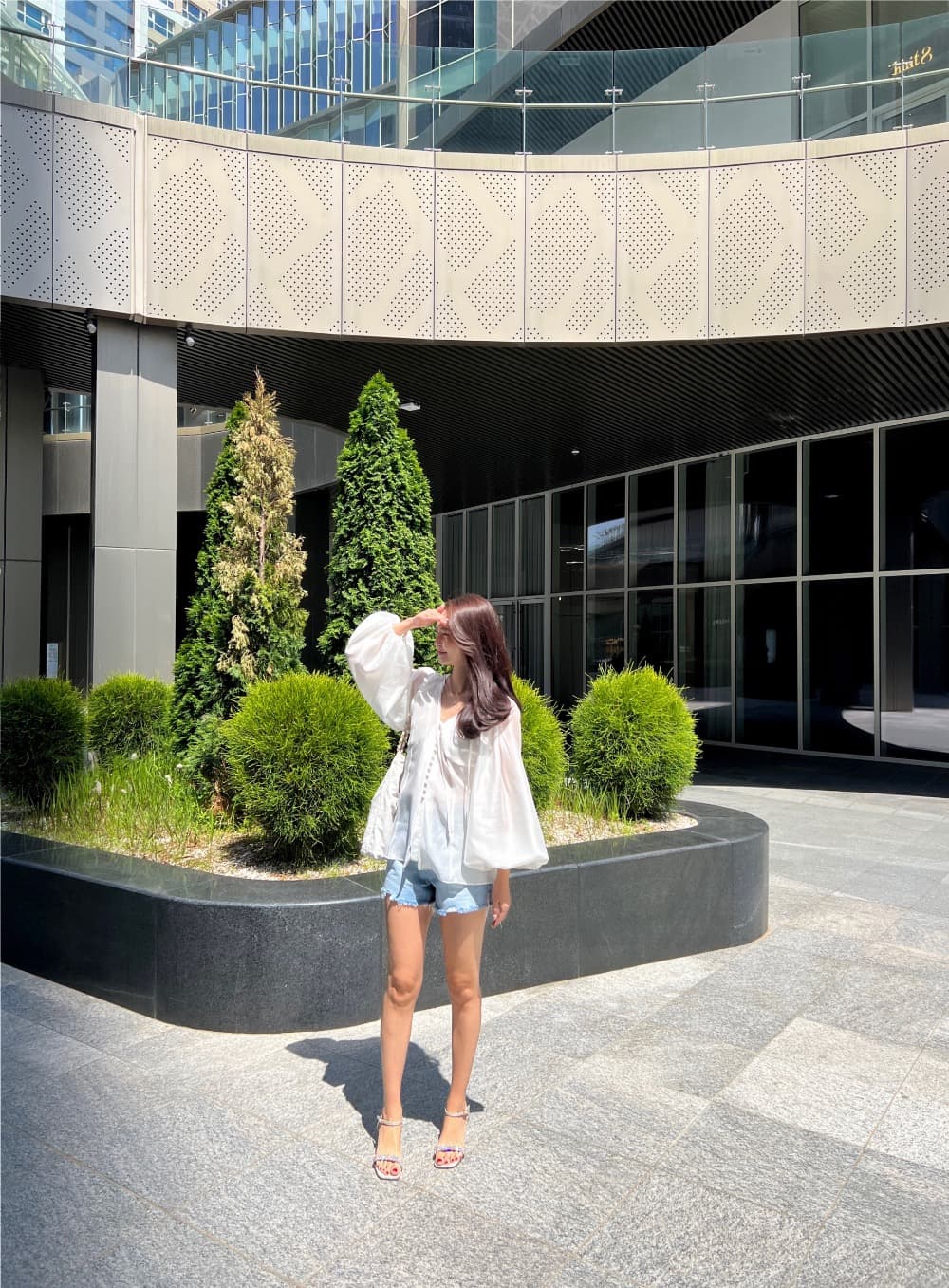 품격 V넥 벌룬 소매 쉬폰 블라우스 한국 스타일 chic 빛 요리 한 패션 명문 여성 숙녀 단색 루즈핏 빅 사이즈 상세 이미지 13