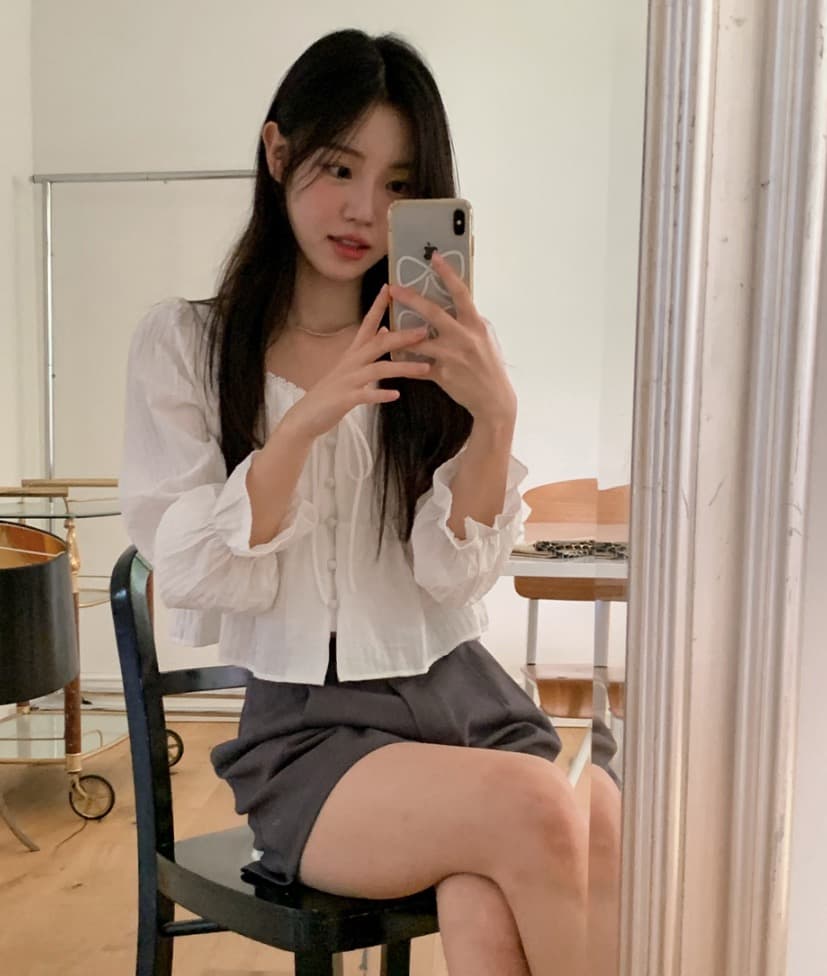 가을 고급 센스 달콤함 다용도 광장 칼라 연꽃 잎 소매 레이스업 주름 긴팔 셔츠 맨위 여성 상세 이미지 11