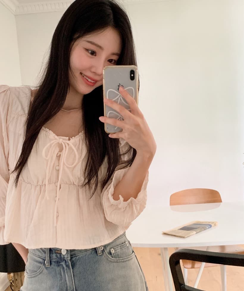 가을 고급 센스 달콤함 다용도 광장 칼라 연꽃 잎 소매 레이스업 주름 긴팔 셔츠 맨위 여성 상세 이미지 30
