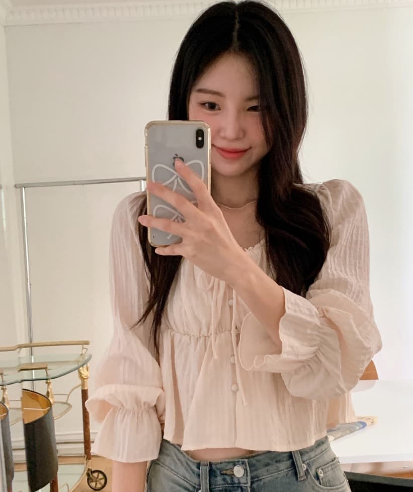 가을 고급 센스 달콤함 다용도 광장 칼라 연꽃 잎 소매 레이스업 주름 긴팔 셔츠 맨위 여성 상세 이미지 31