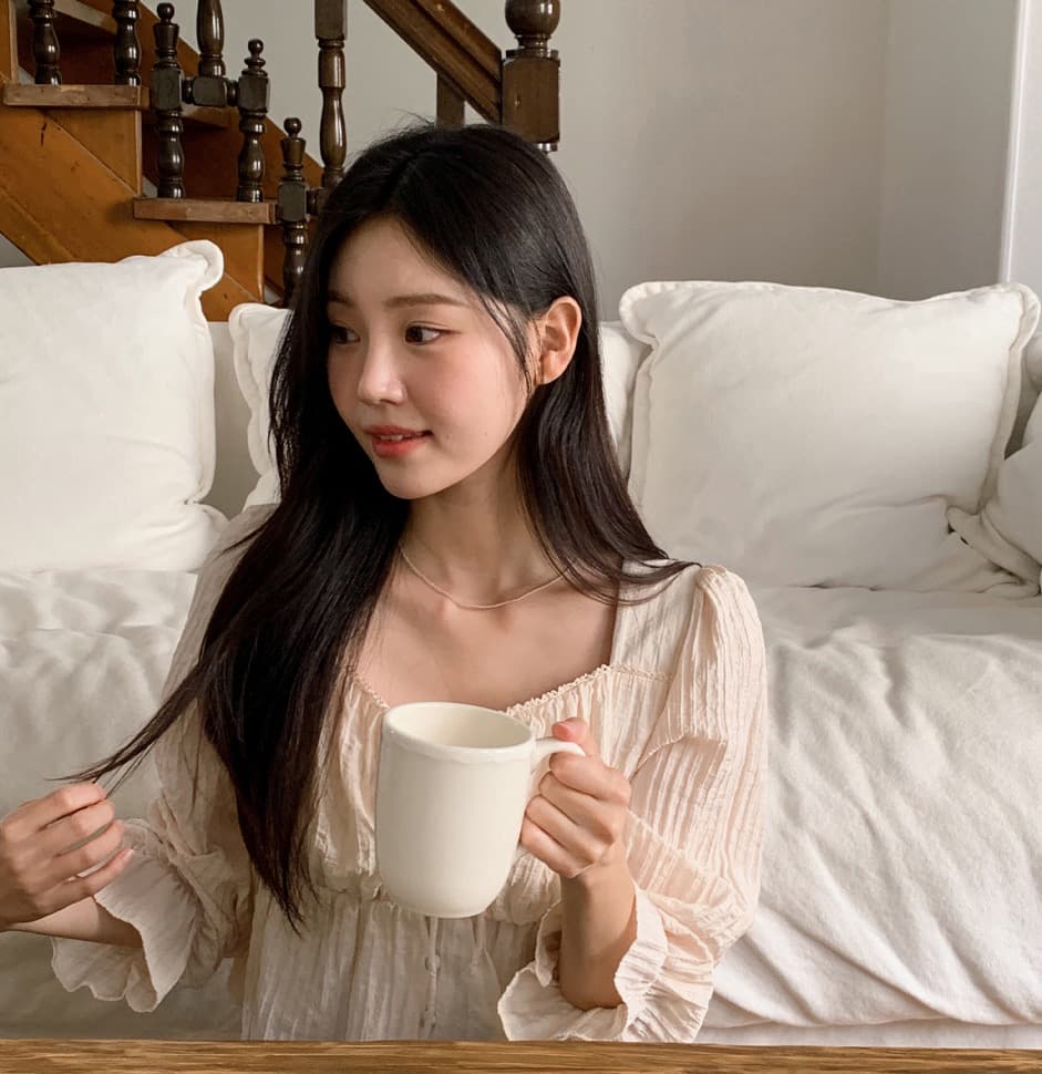 가을 고급 센스 달콤함 다용도 광장 칼라 연꽃 잎 소매 레이스업 주름 긴팔 셔츠 맨위 여성 상세 이미지 38