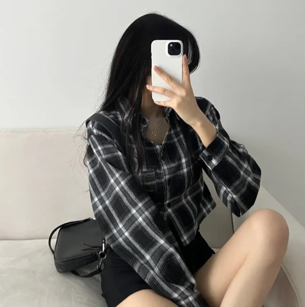 한국 chic 체크무늬 여성 셔츠 가을 쇼트 스타일 디자인 센스 루즈핏 항구 바람 레트로 셔츠 재킷 상세 이미지 1