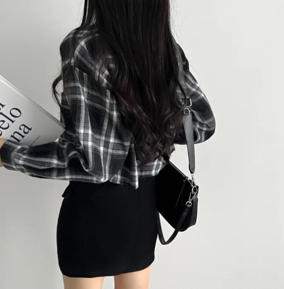 한국 chic 체크무늬 여성 셔츠 가을 쇼트 스타일 디자인 센스 루즈핏 항구 바람 레트로 셔츠 재킷 상세 이미지 4