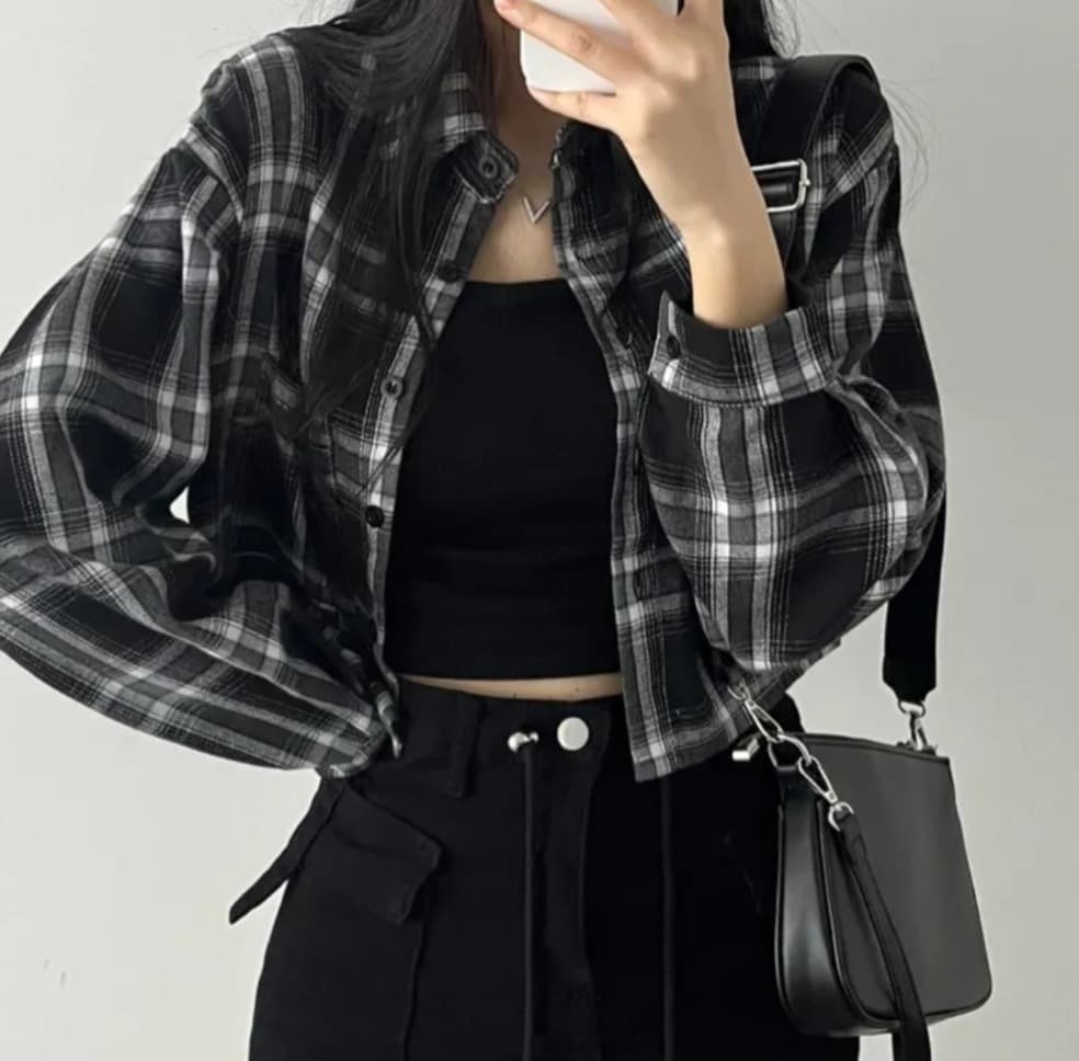 한국 chic 체크무늬 여성 셔츠 가을 쇼트 스타일 디자인 센스 루즈핏 항구 바람 레트로 셔츠 재킷 상세 이미지 14