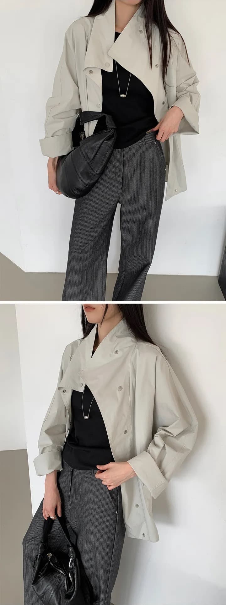 chic 한국 스타일 가을 미니멀리즘 고급 센스 영국식 바람 루즈핏 다용도 쇼트 스타일 패션 재킷 재킷 상세 이미지 5