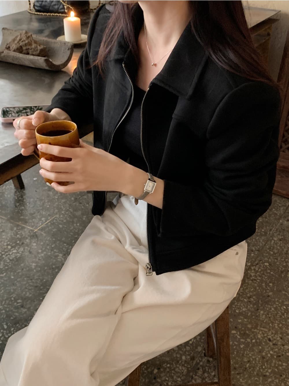 한 부서 미니멀리즘 다용도 플러시 여성 코트 가을 새로운 짧은 맨위 디자인 센스 작은 대중 재킷 상세 이미지 25