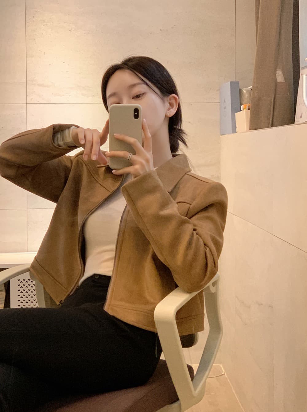 한 부서 미니멀리즘 다용도 플러시 여성 코트 가을 새로운 짧은 맨위 디자인 센스 작은 대중 재킷 상세 이미지 38